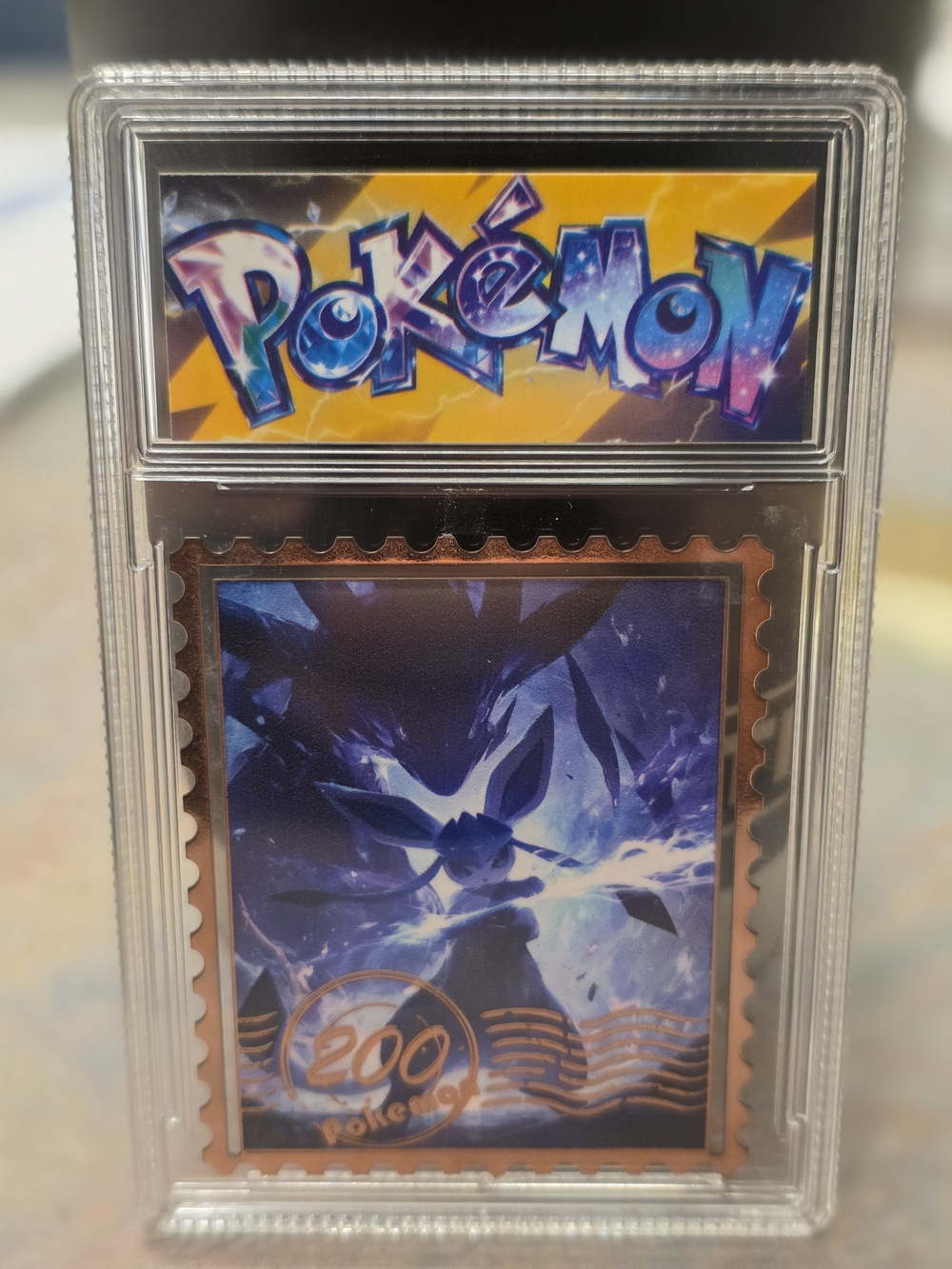 Pokemon Glaceon Serialized Metal Stamp Art